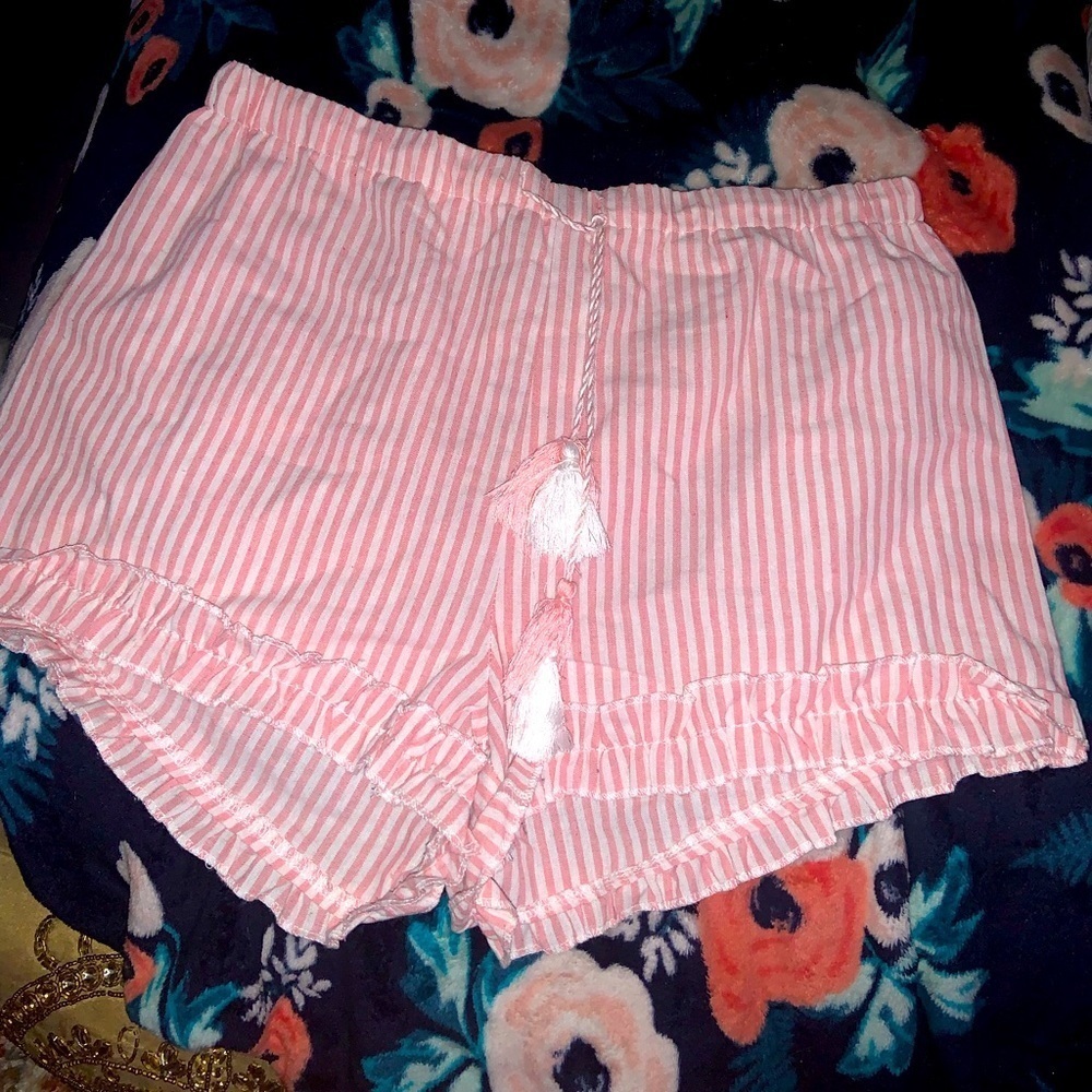 White & pink striped  Romeo & Juliet beach tassel boxer shirt tassel $88 spring - Picture 2 of 4